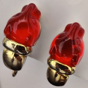 Vintage Red Jelly Lucite Panther Earrings